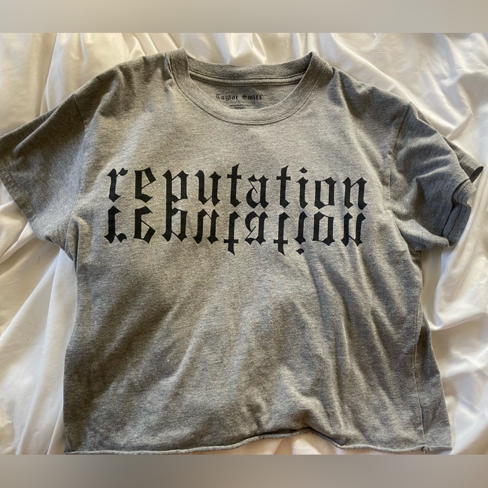 Heather Grey Reputation Crop; Taylor Swift Merchandise from Reputation concert